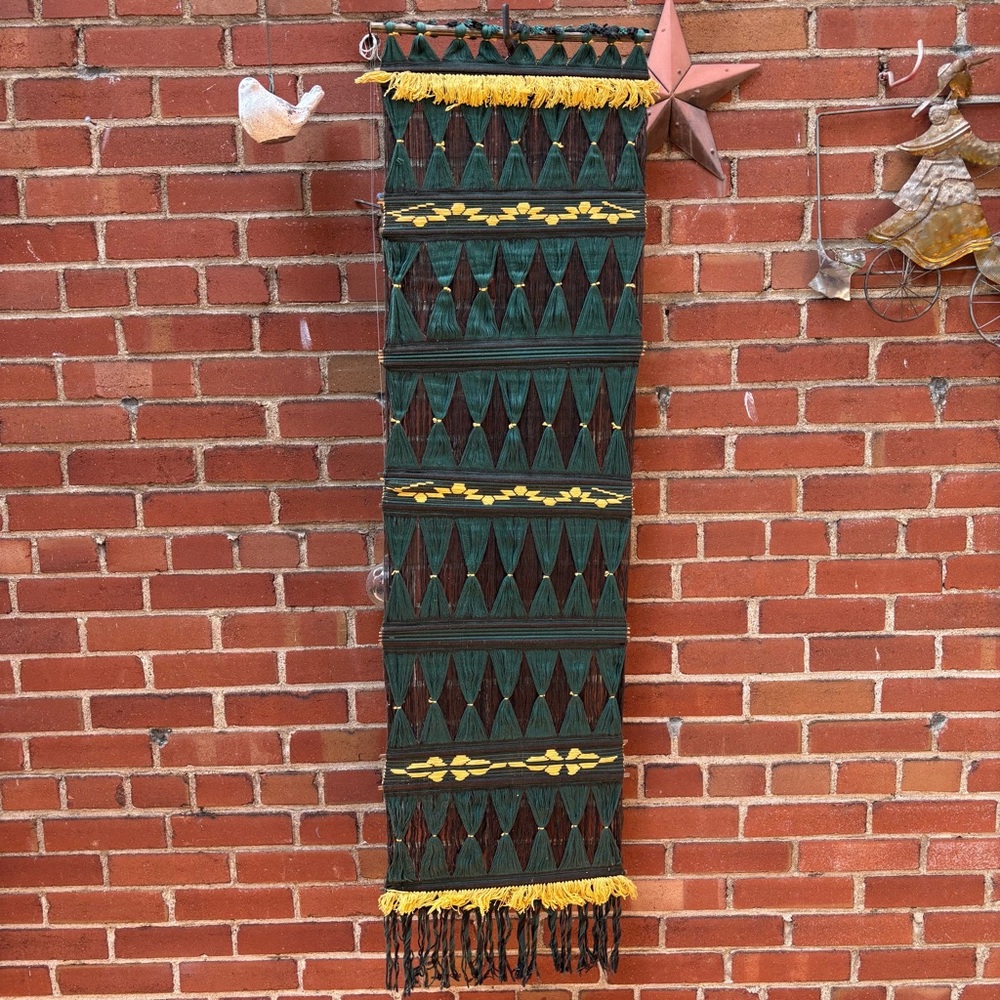 Vintage Handcrafted  Columbian Macrame Mid Century Wall Art - mcm Wall Hanging
